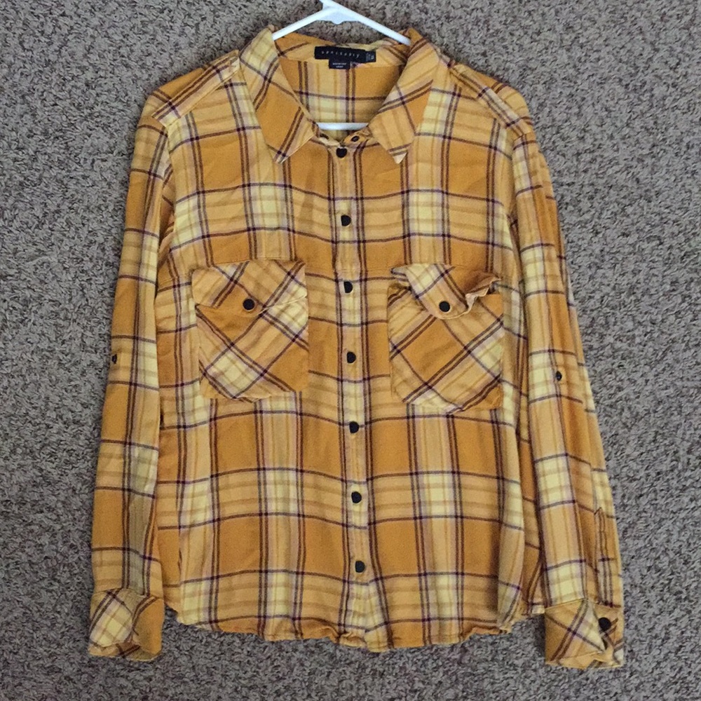 Yellow boyfriend style flannel